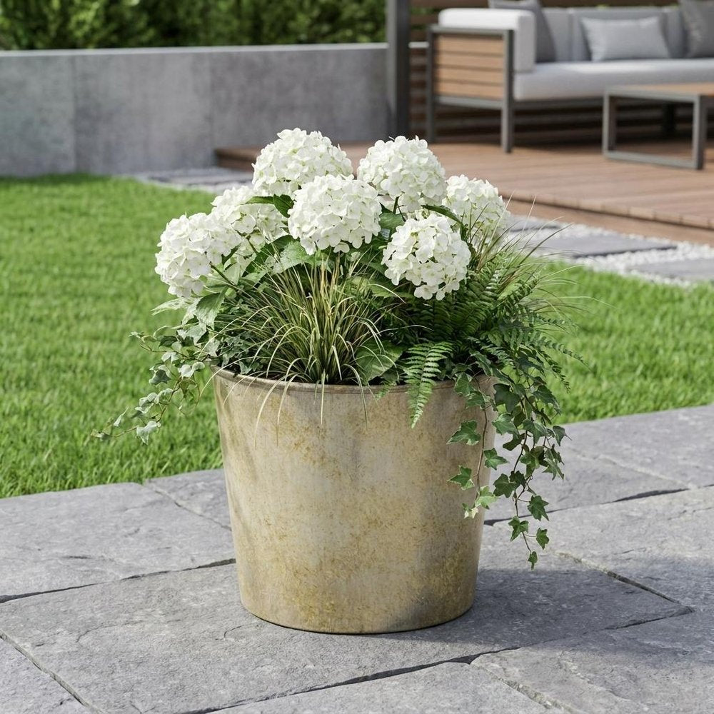 6" Gray Recycled Plastic Indoor Outdoor Round Pot Planter