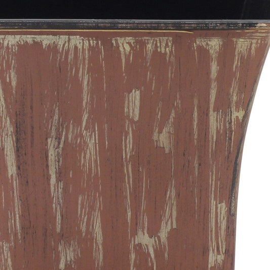 7" Brown and Ivory Textural Tone On Tone Recycled Plastic Indoor Outdoor Square Pot Planter