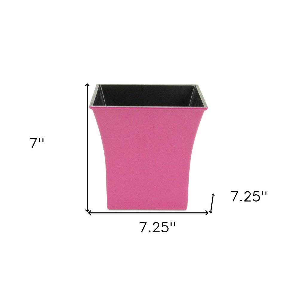 7" Hot Pink Recycled Plastic Indoor Outdoor Square Pot Planter