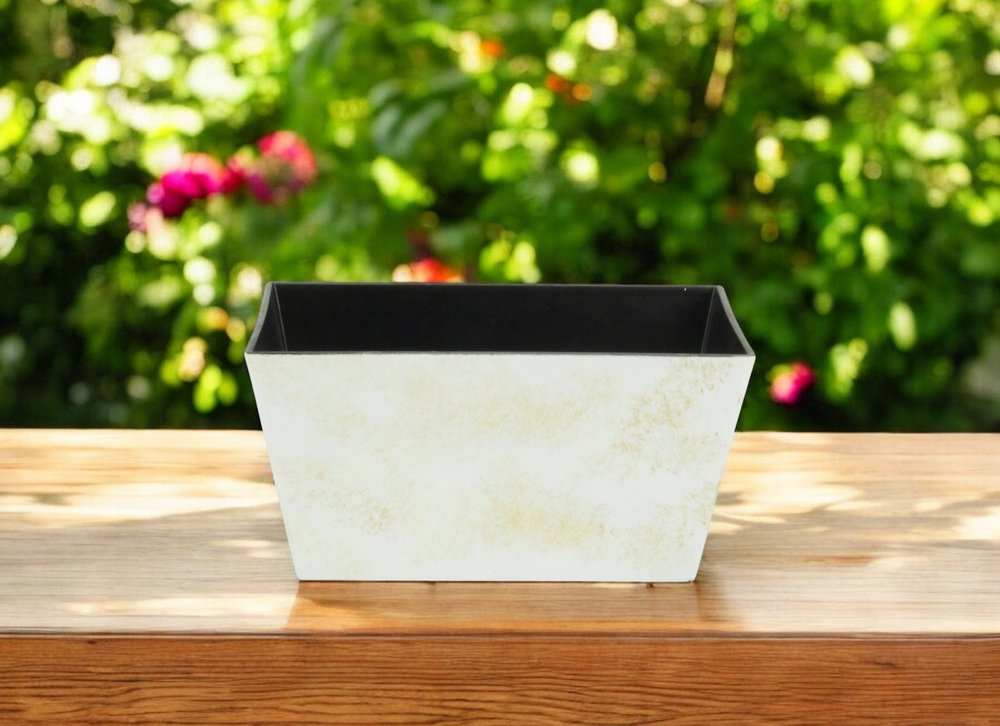 8" Cream Recycled Plastic Indoor Outdoor Rectangular Planter Box