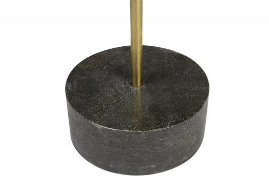 20" Black And Brown Solid Wood And Marble Round End Table