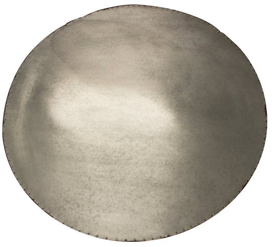 32" White and Natural Iron and Solid Wood Round Drum Coffee Table