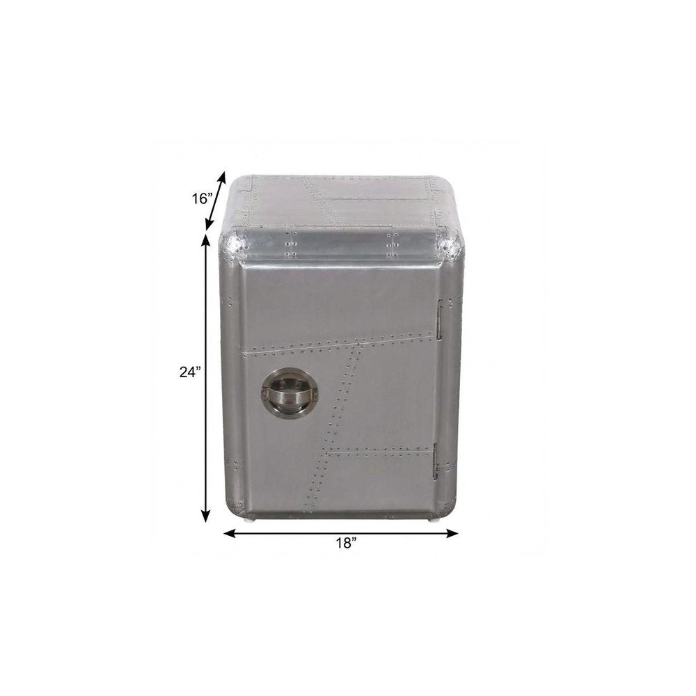 18" Silver Aluminum Standard Accent Cabinet With One Shelf