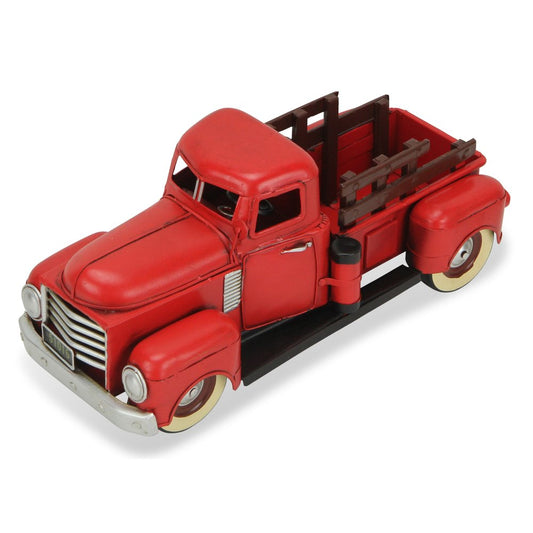 6" Red and Black Metal Hand Painted 1950's Red Truck Model Car