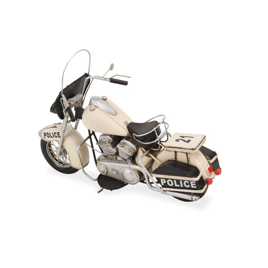 10" Cream Metal Hand Painted Motorcycle Model Motorcycle
