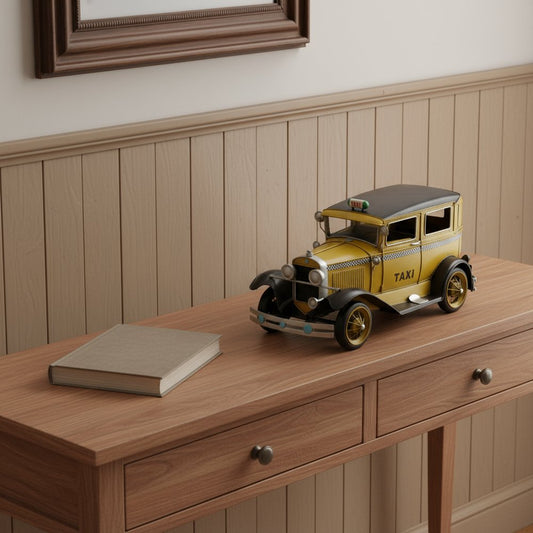 7" Yellow and Black Metal Hand Painted 1931 Yellow Taxi Model Car