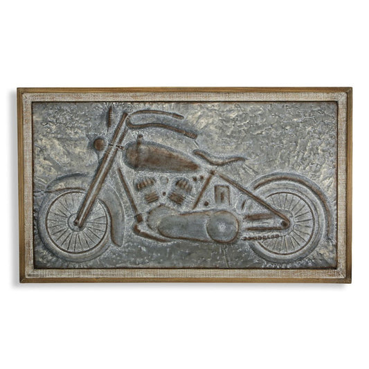 23" X 39" Gray and Brown Wood and Metal Wall Decor