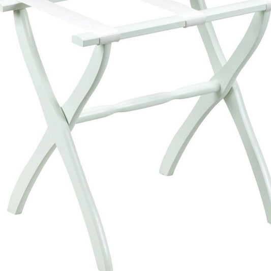 White Folding Luggage Rack With White Straps