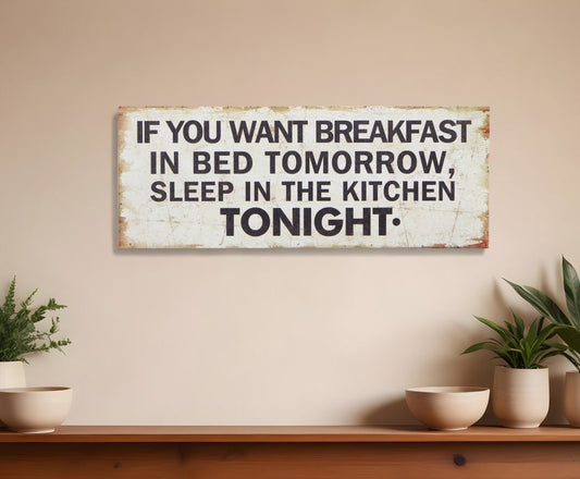 9" X 24" White and Black If You Want Breakfast Wood Wall Decor