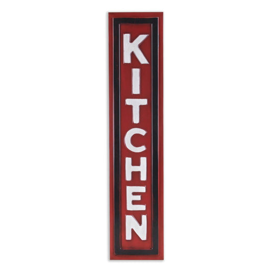 37" X 8" Red And White Kitchen Metal Wall Decor