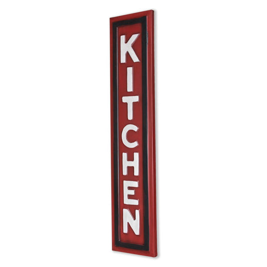 37" X 8" Red And White Kitchen Metal Wall Decor