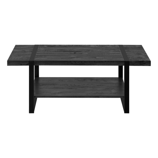 47" Black Coffee Table With Shelf
