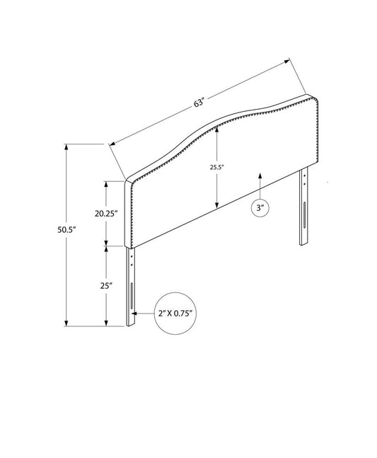 White Faux Leather Upholstered Arched Queen Headboard With Nail Head Trim