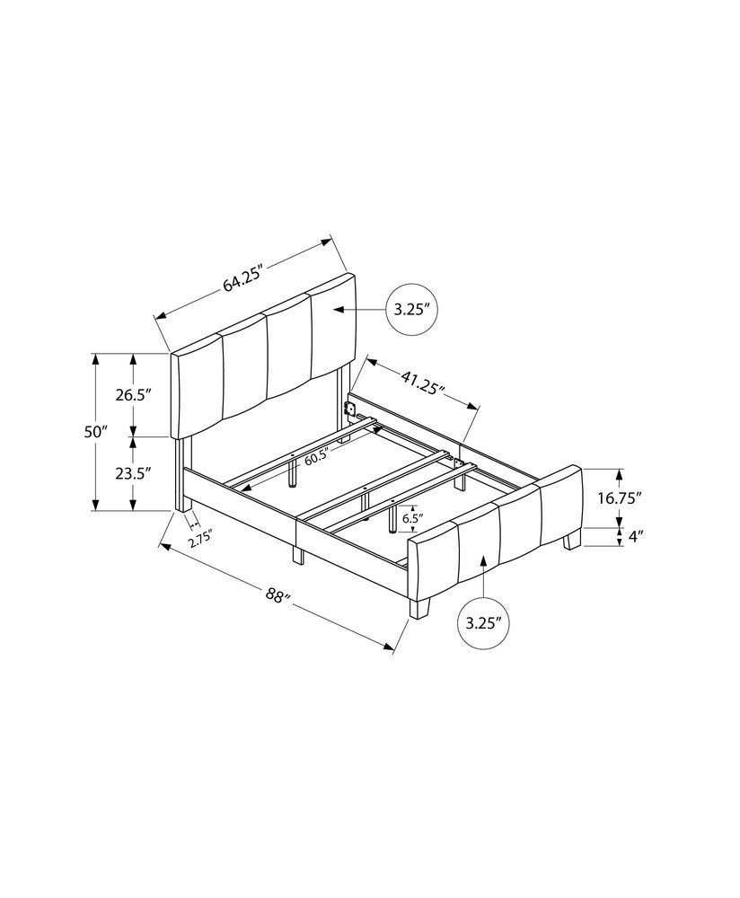 Gray and Black Tufted Linen Queen Bed Frame