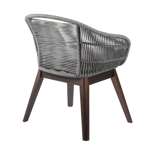 27" Gray Solid Wood Outdoor Dining Chair with Gray Cushion