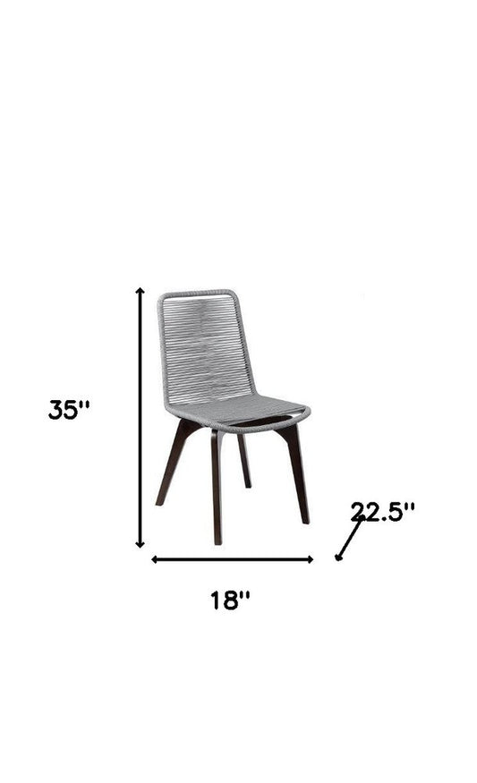 Set of Two 18" Silver Solid Wood Outdoor Dining Chair