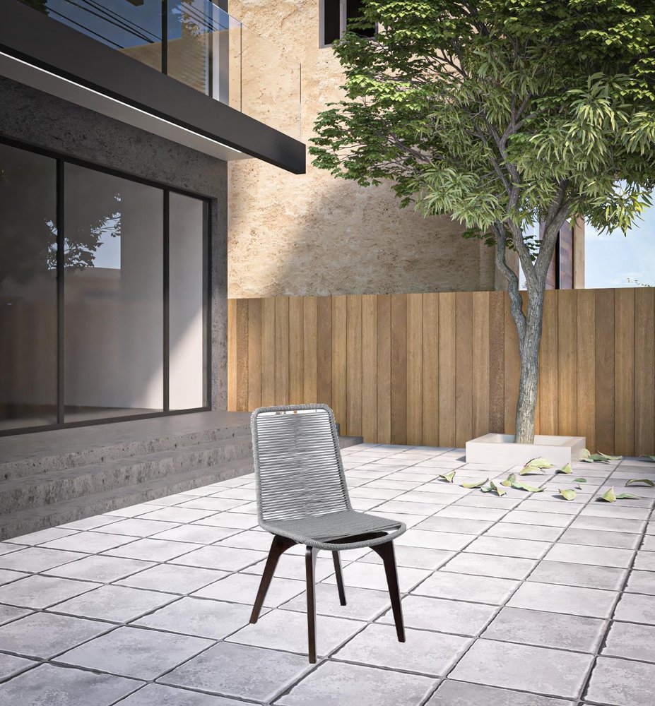 Set of Two 18" Silver Solid Wood Outdoor Dining Chair