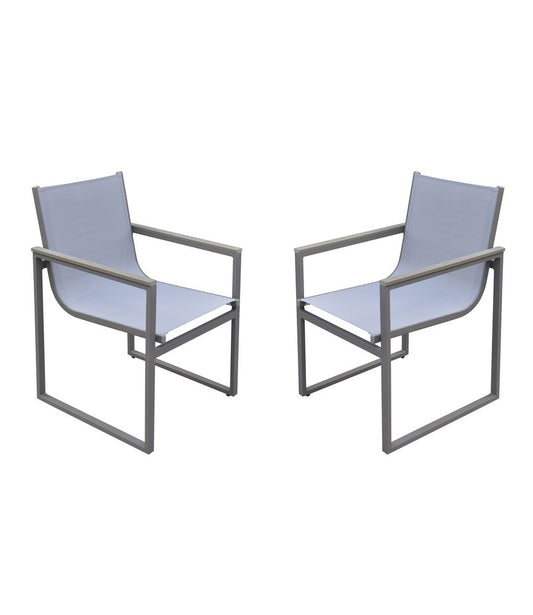 Set of Two 22" Light Gray Metal Outdoor Dining Chair