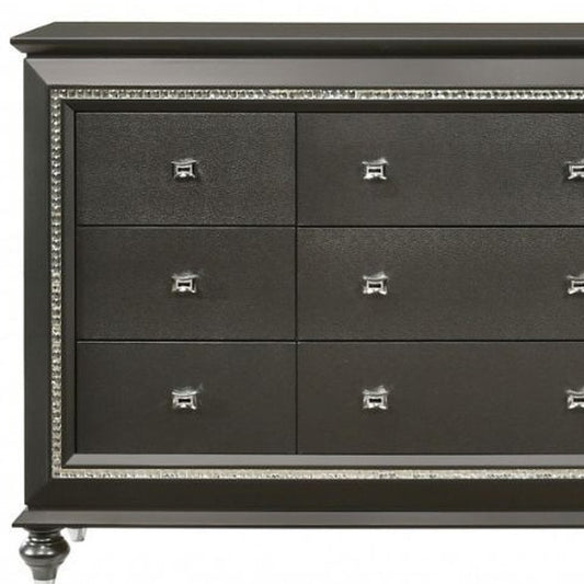 66" Gray Solid and Manufactured Wood Nine Drawer Triple Dresser
