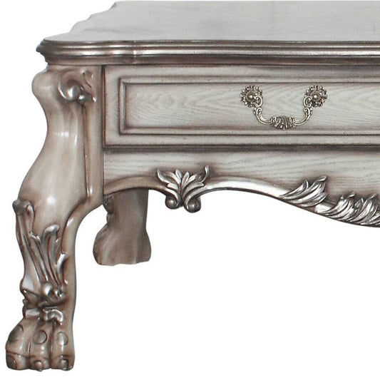 57" Bone Wood Coffee Table With Two Drawers