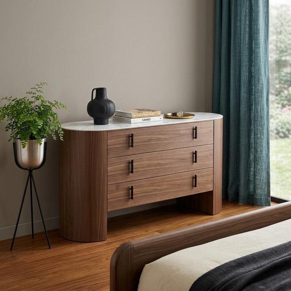 55" Brown Wood Three Drawer Dresser