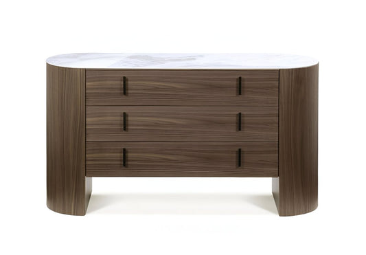 55" Brown Wood Three Drawer Dresser