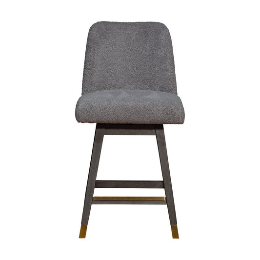 26" Gray Solid Wood Counter Height Swivel Bar Chair