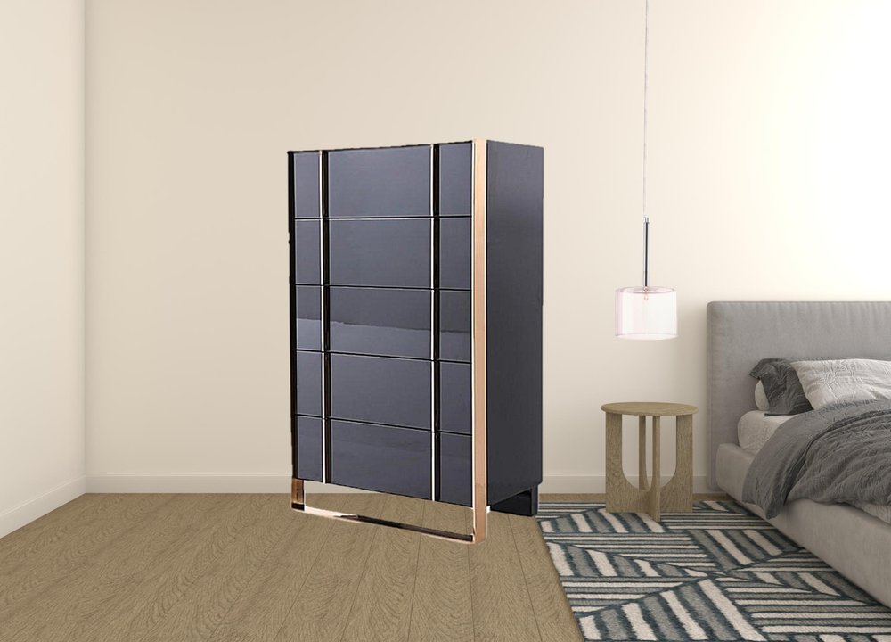 29" Black And Brushed Bronze Dresser