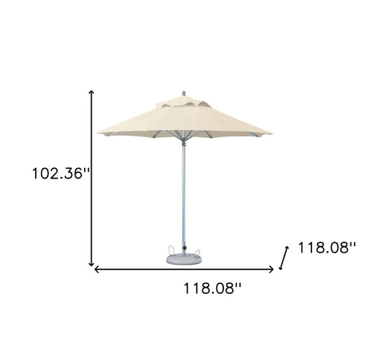 10' Ecru Polyester Round Tilt Cantilever Patio Umbrella with Stand