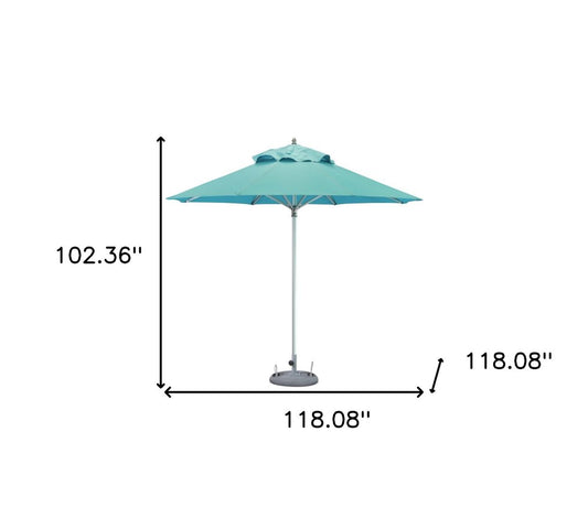 10' Aqua Polyester Round Tilt Cantilever Patio Umbrella with Stand