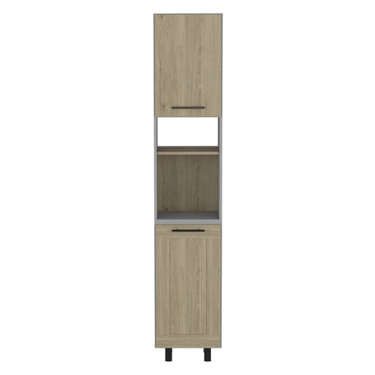 82" Gray And Oak Wood Pantry Or Storage Closet
