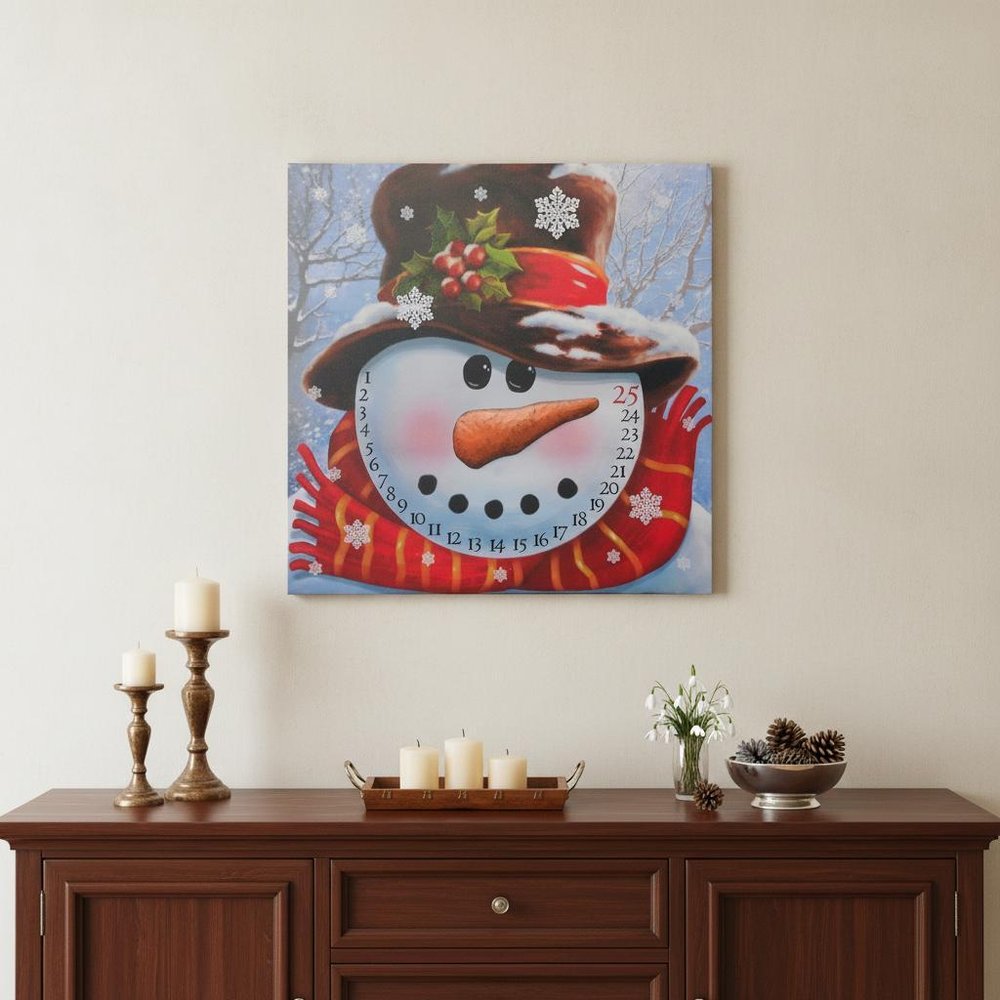 Count Down to Christmas Snowman Canvas Wrapped Canvas Print Wall Art