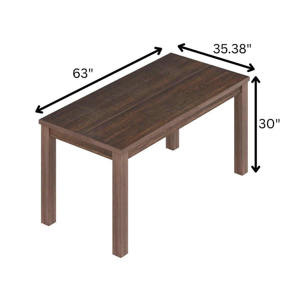 35" Espresso Solid Wood Dining Table