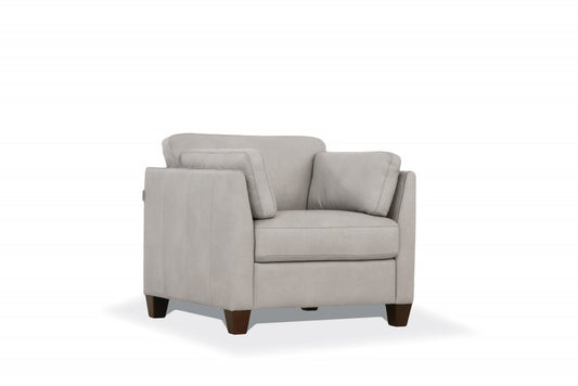 36" White and Black Genuine Leather Arm Chair
