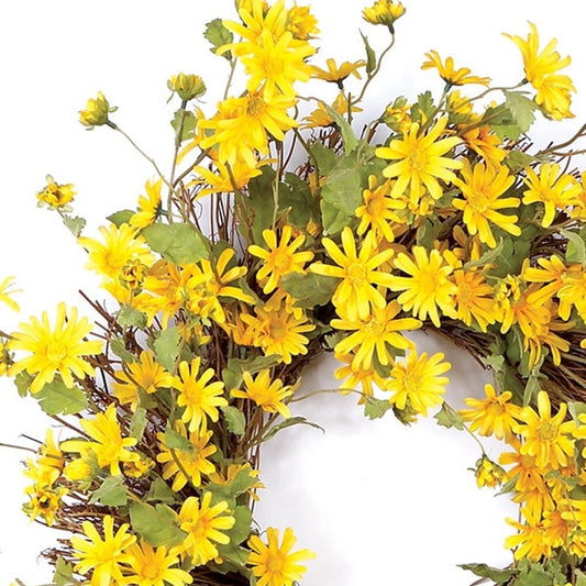 23" Green And Yellow Spring Daisy Artificial Wreath