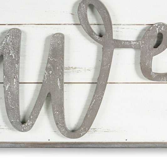 11" X 48" White And Gray Welcome Sign Wood Wall Decor
