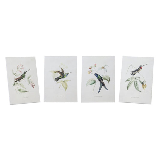 Set of Four White Hummingbird Art