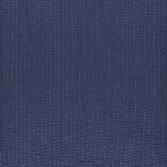 60" X 50" Blue Kantha Cotton Throw Blanket with Embroidery