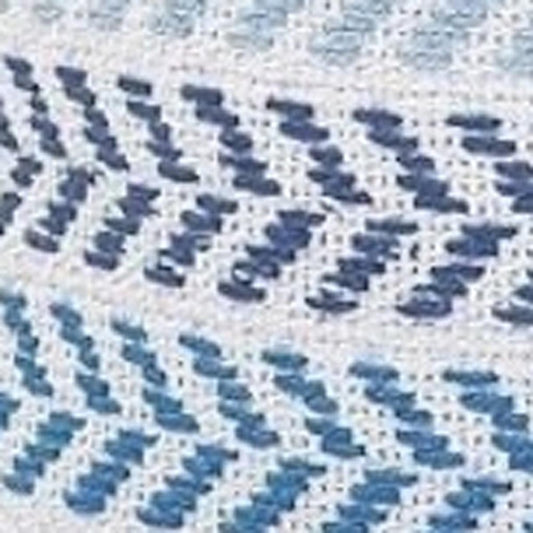 18" X 18" Blue White And Gray 100% Cotton Chevron Zippered Pillow