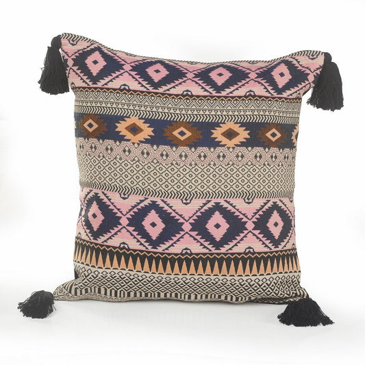 20" Black and Yellow Throw Pillow with Tassels