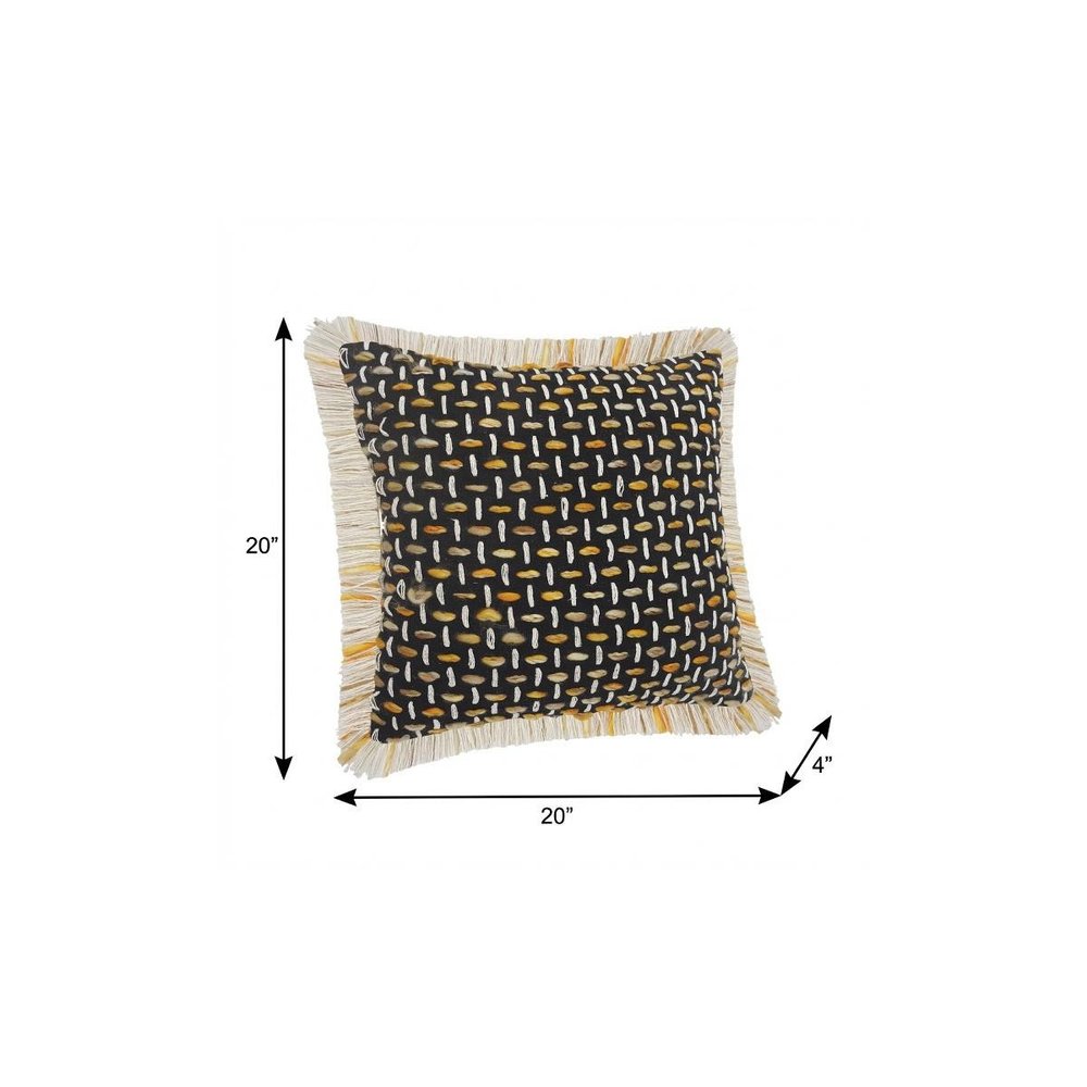 20" X 20" Black Gold And White Polyester And Cotton Blend Geometric Zippered Pillow