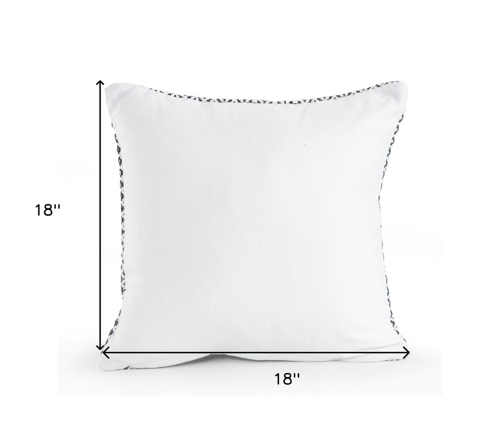 18" X 18" Navy And White 100% Cotton Geometric Zippered Pillow