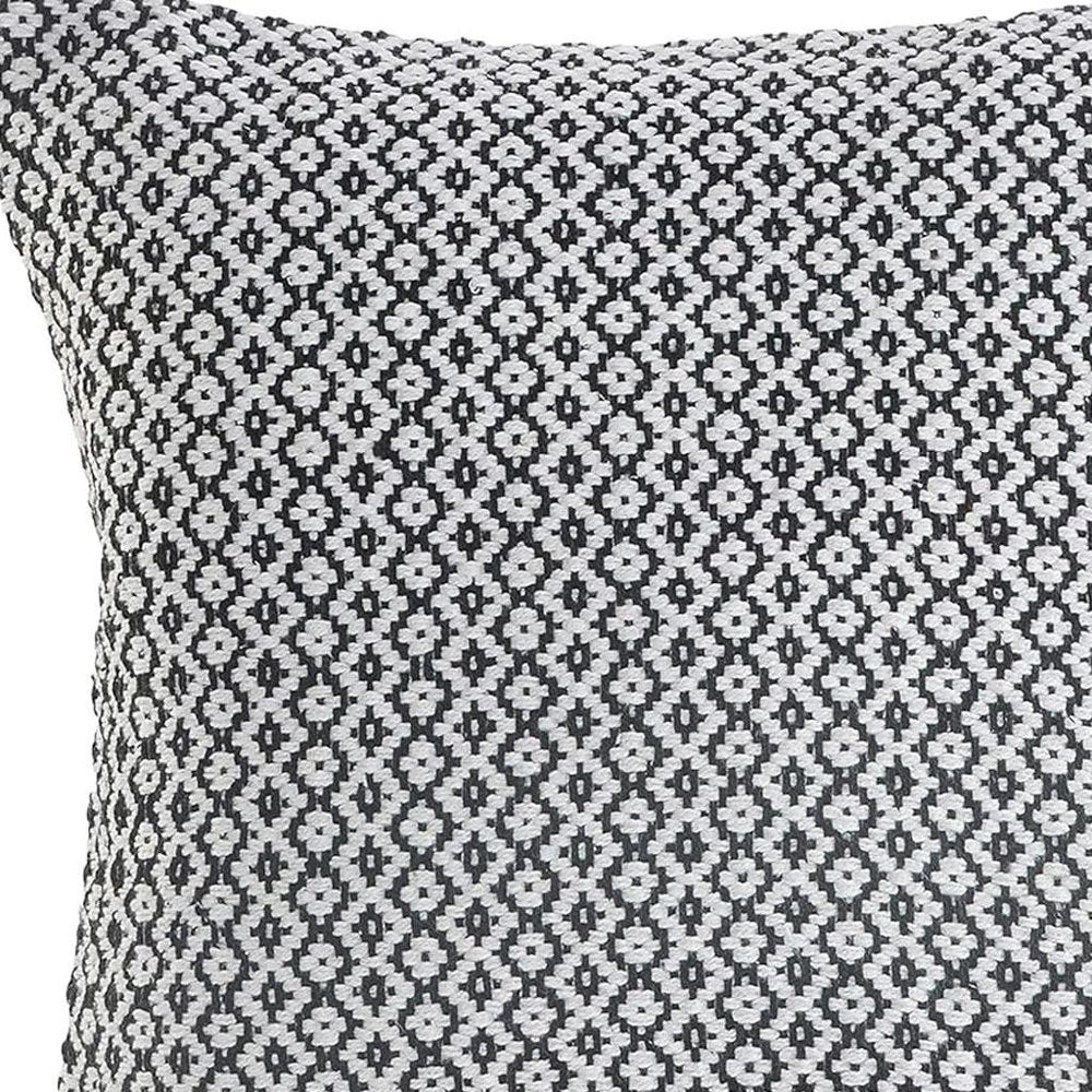 18" X 18" Navy And White 100% Cotton Geometric Zippered Pillow