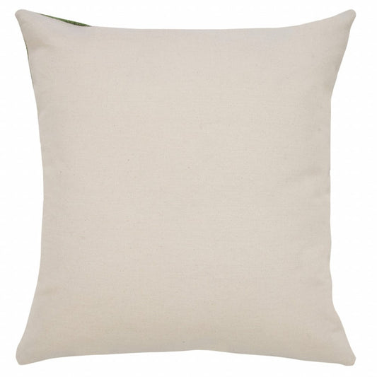 20" X 20" Green And White 100% Cotton Striped Zippered Pillow