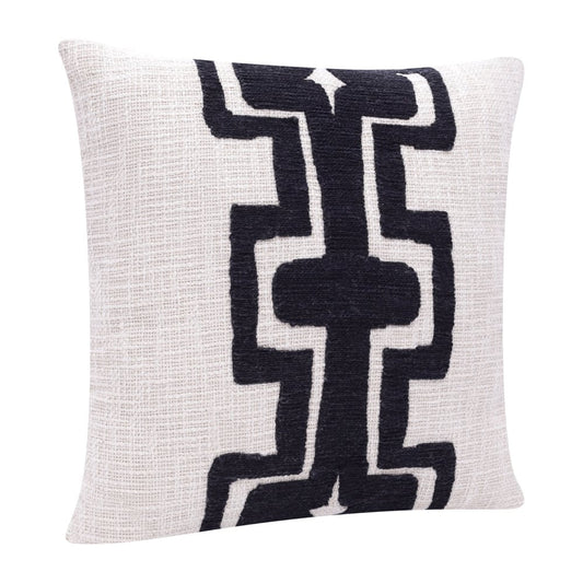 24" Black and Ivory Throw Pillow