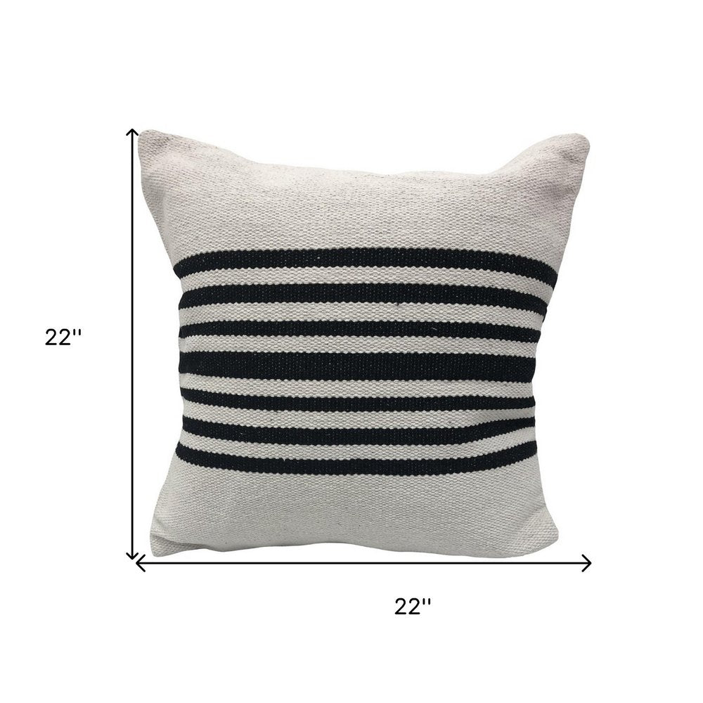 22" Black and White Throw Pillow