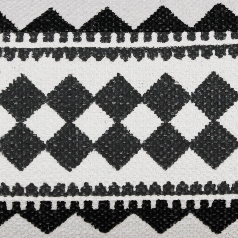 20" Black and White Geometric Cotton Throw Pillow