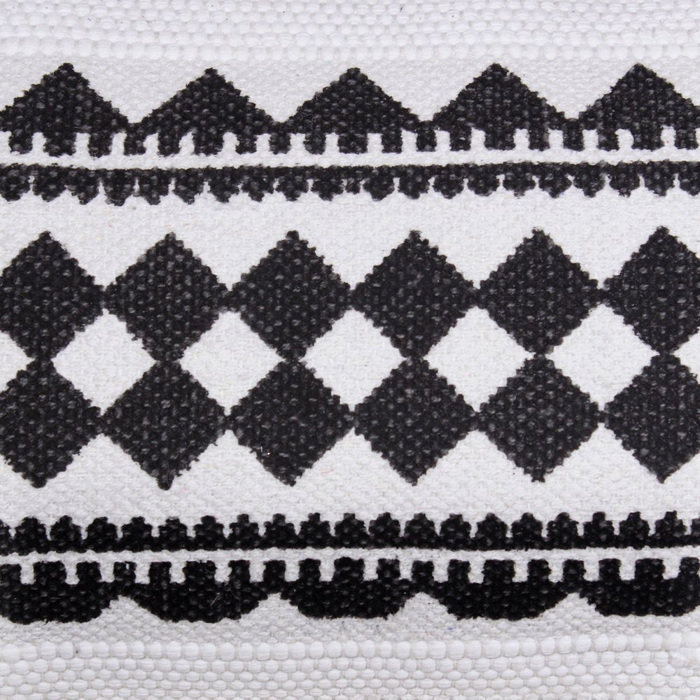 20" X 20" Black And White 100% Cotton Geometric Zippered Pillow