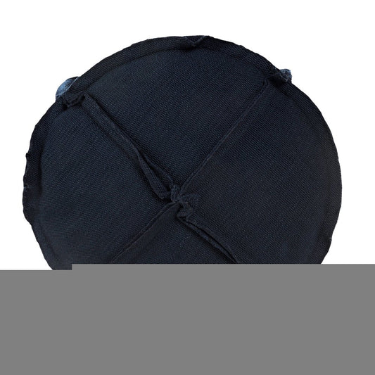 20" Blue Polyester Round Patchwork Indoor Outdoor Pouf Ottoman