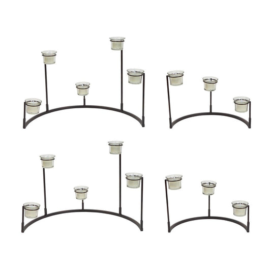 Set of Four Black Metal Centerpiece Votive Candle Holders